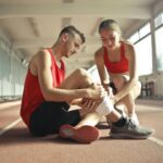 Homem com dor na perna, provavelmente após não se cuidar durante o treino de perna